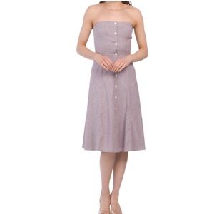 Theory Women's Kayleigh Dress Strapless Size 8 Linen‎ Blend